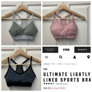 Lot (3) PINK VS Bra Sports Bra size XS